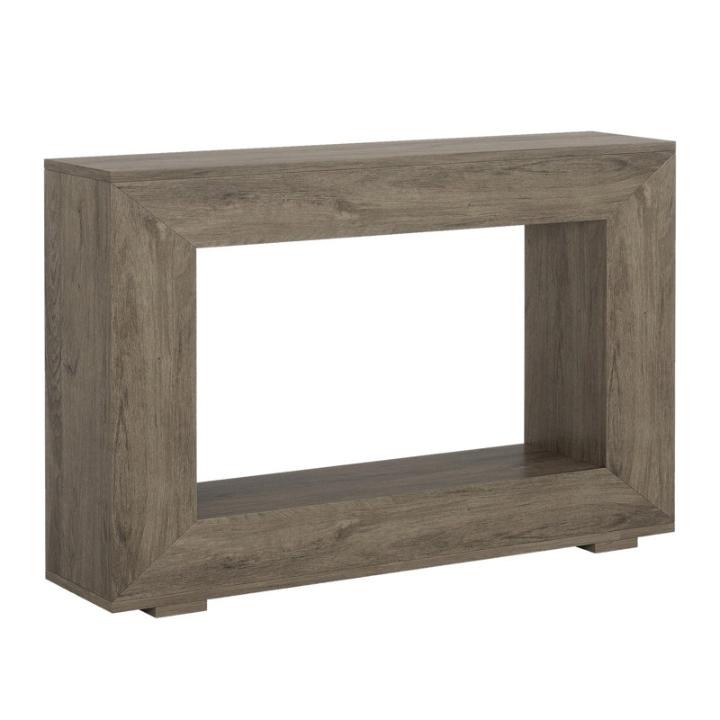 Evan Console Table, 47 Inch Rectangular Top, Rustic Grey, Open Shelf, Grey