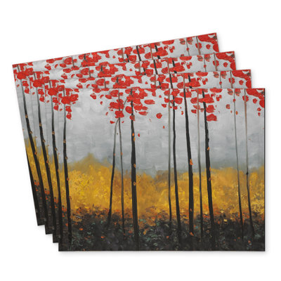 Abstract Landscape Polyester Dreketi | Set of 4 | Home Decor