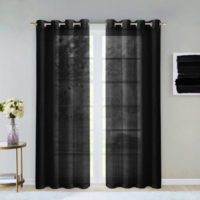 Paire de rideaux semi-transparents en polyester Makeira