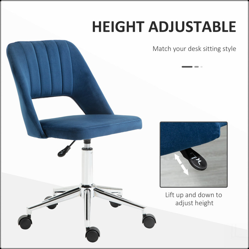 Chaise de bureau rembourrée en polyester, pivotante, réglable en hauteur, avec roulettes