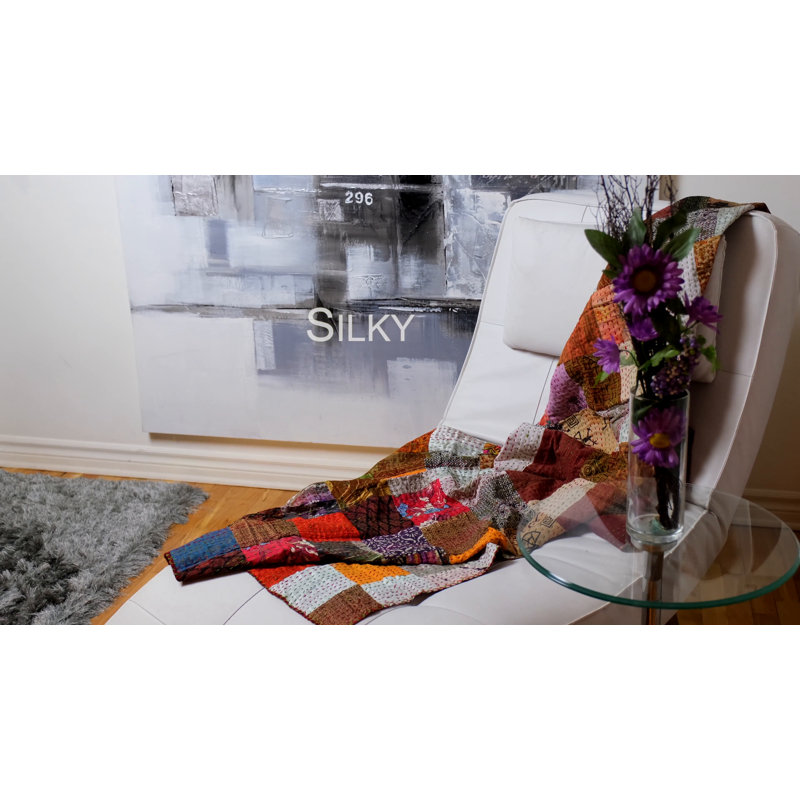 70" x 50" Multicolor Quilted Cotton Throw Blanket