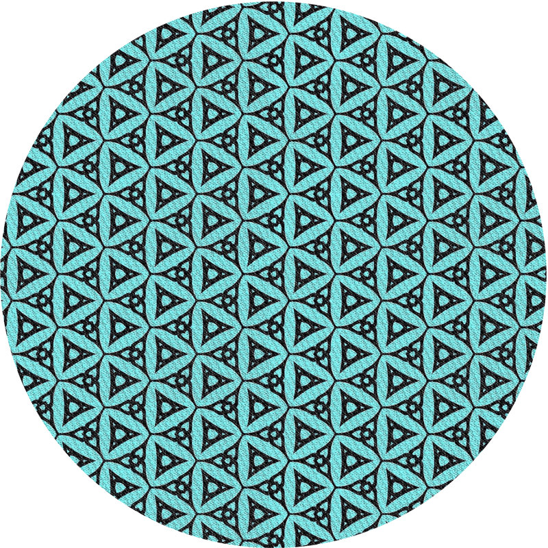 Tapis décoratif bleu géométrique, Rond 6 pi