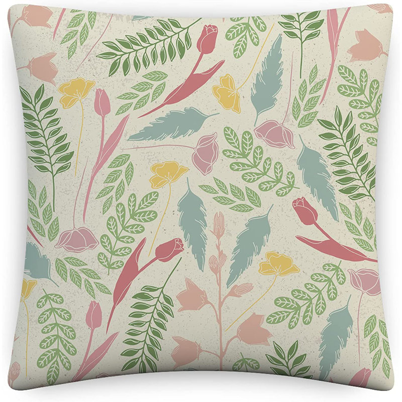 Indoor / Outdoor Floral Green Square Cushion Cover, 61cm x 61cm