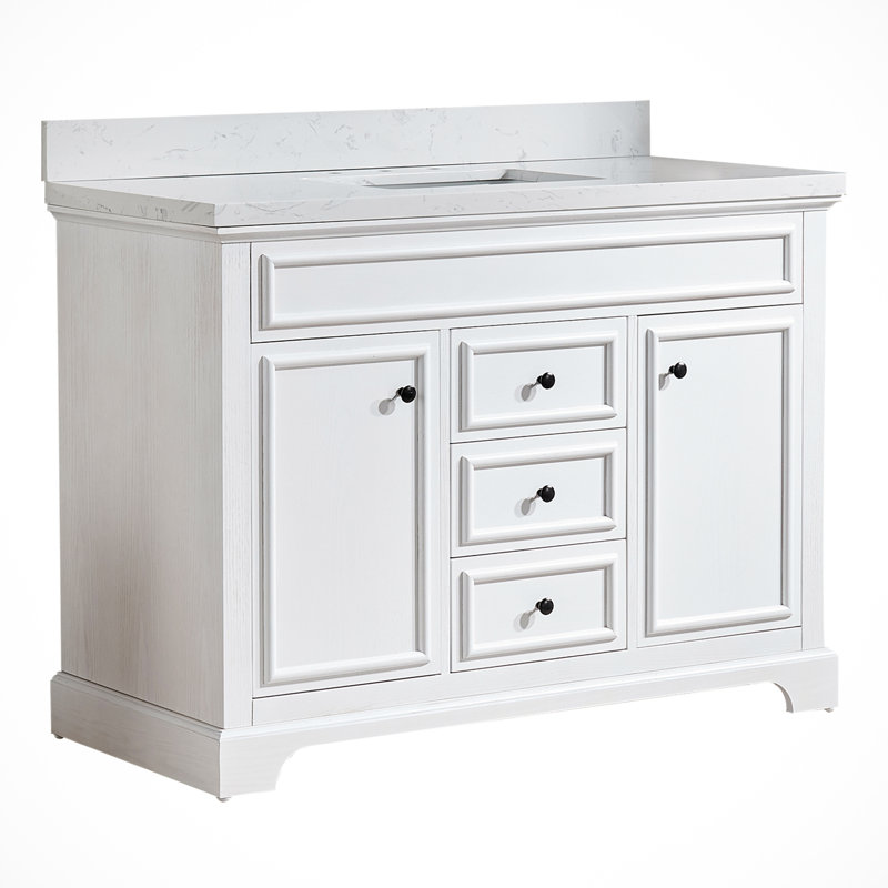 Meuble-lavabo autoportant de luxe "| armoire simple pré-assemblée avec plateau en marbre de qualité supérieure | solution de rangement généreuse (116 caractères)