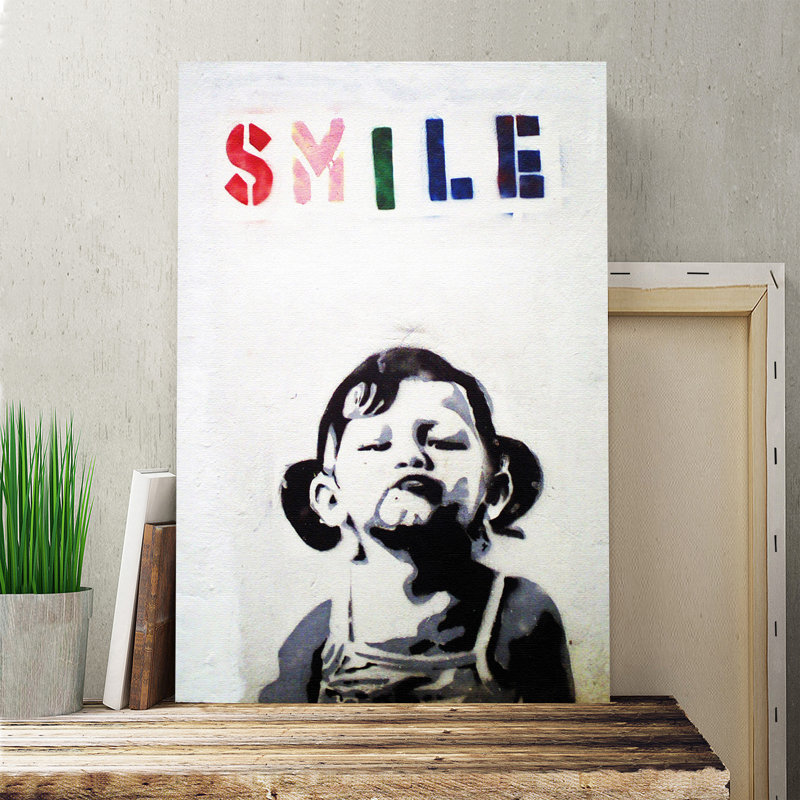 Smile Graffiti by Banksy - Wrapped Canvas, 60cm H x 40cm W