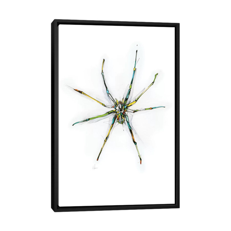 « spider », impression sur toile tendue, H 26 po x l 18 po x P 1,5 po, Toile avec cadre noir, Pas de tapis