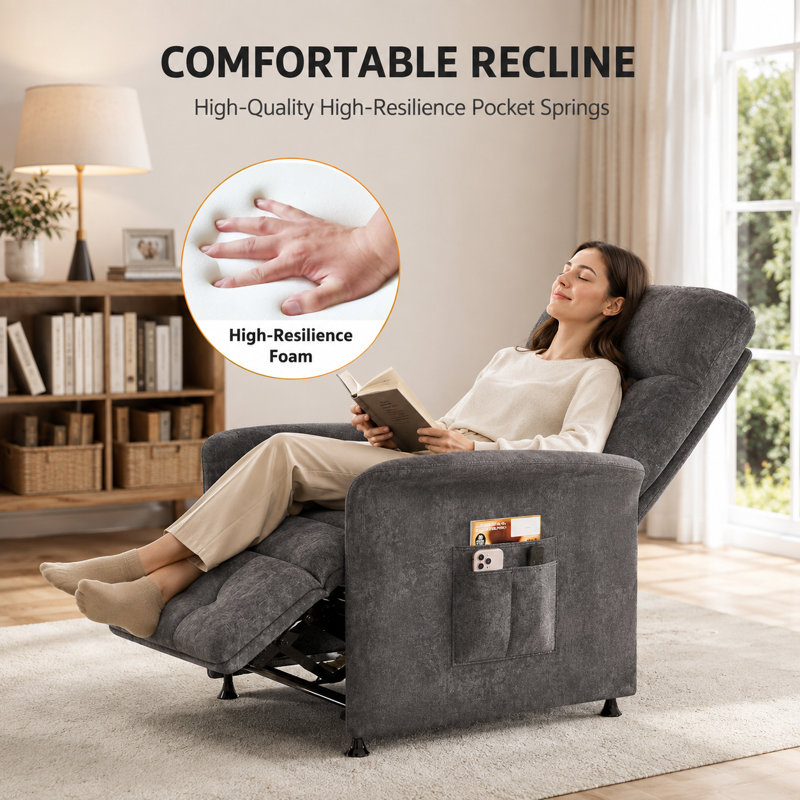 Fauteuil inclinable électrique de 32 po avec chauffage et massage, canapé inclinable avec télécommande et 3 poches latérales, canapé-lit facile à assembler pour le salon