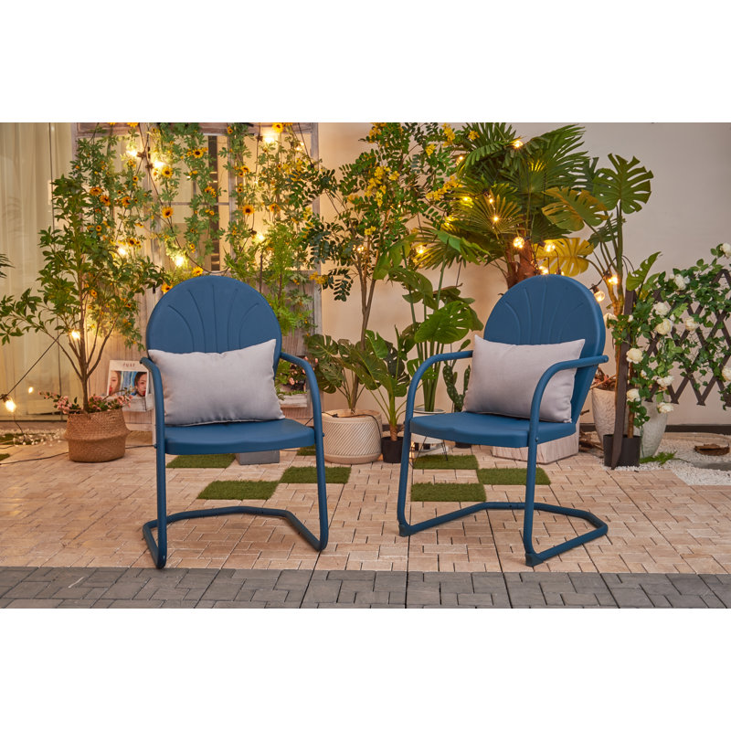 Wicker Outdoor Dining Armchair, Blue