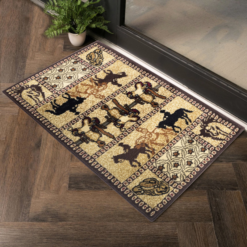 Tapis beige en polypropylène 24 po x 36 po avec passe-partout 2 pi 3 po, Rectangle 2 pi x 2 pi 10 po