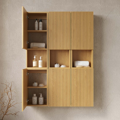 Bathroom Wall Mounted Cabinet, Composed Of 6 Cabinets With Doors, Can Be Used In Combination Or Individually, Suitable For Bathroom, Living Room, And Laundry