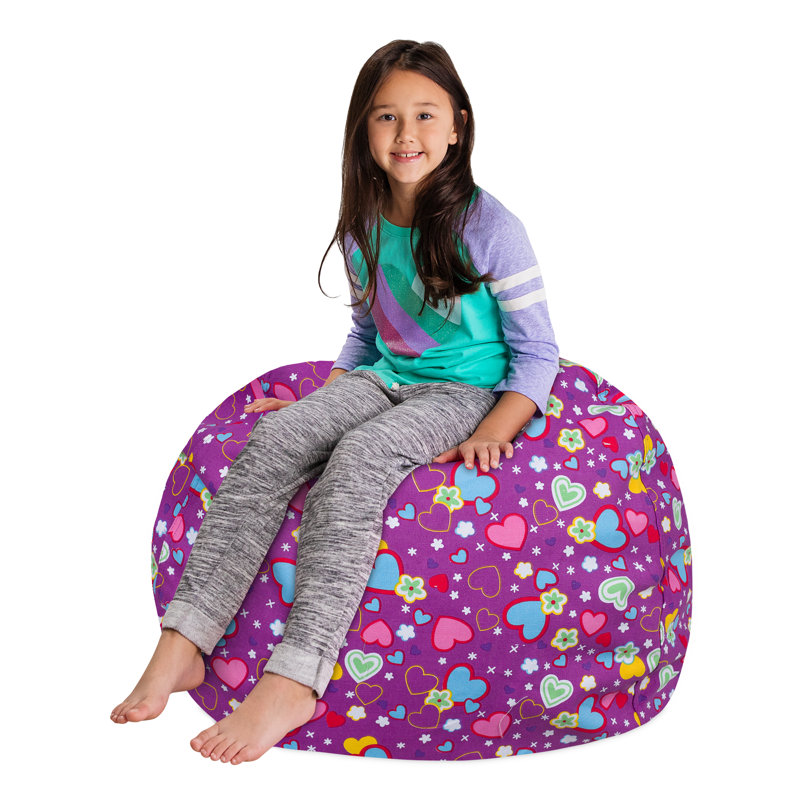 Kids Bean Bag Chair Cover - Stuffed Animal Storage & Toy Organizer with Zipper - Plush Storage Kids Bean Bag Cover only for Toddlers and Children's Rooms - Organizes Pillows, Blankets, and Stuffies - Multiple Colors, Sizes, and Fabrics