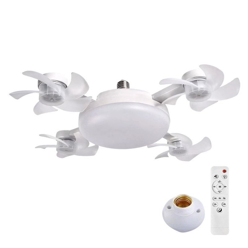 Luminaire à ventilateur à vis sans fil E27, ventilateur de plafond à télécommande pour chambre à coucher, lampe à économie d'énergie