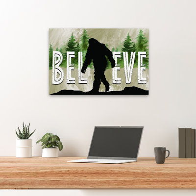 «Bigfoot» - Believe - Art textuel contemporain «Bigfoot Silhouette Pine Forest Believe»