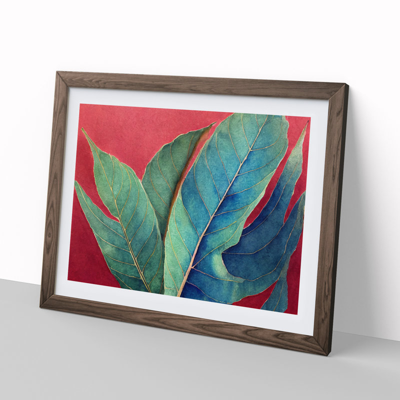 Majestic Leaf - Single Picture Frame Print, 34cm H x 46cm W x 2cm D, Walnut