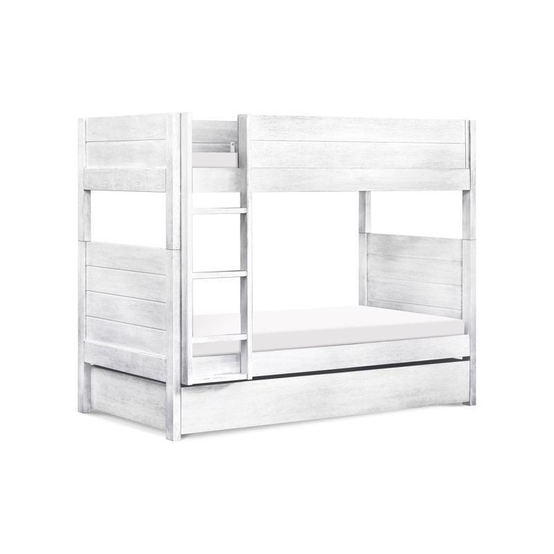 Cottage White Twin Storage Trundle Bed with Non-toxic Finish