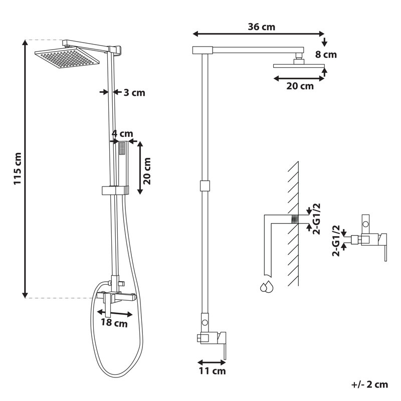 Keeble hermostatic Shower with Dual Shower Head, Black