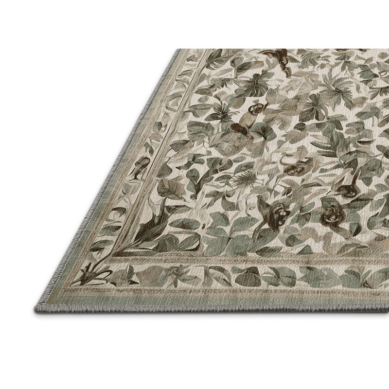 Machine Washable Gray Area Rug, Rectangle 5' x 7'