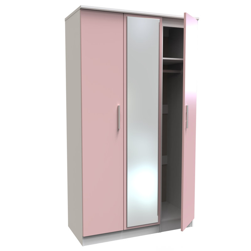 Fully Assembled Knightsbridge 3 Door Wardrobe, Pink/White