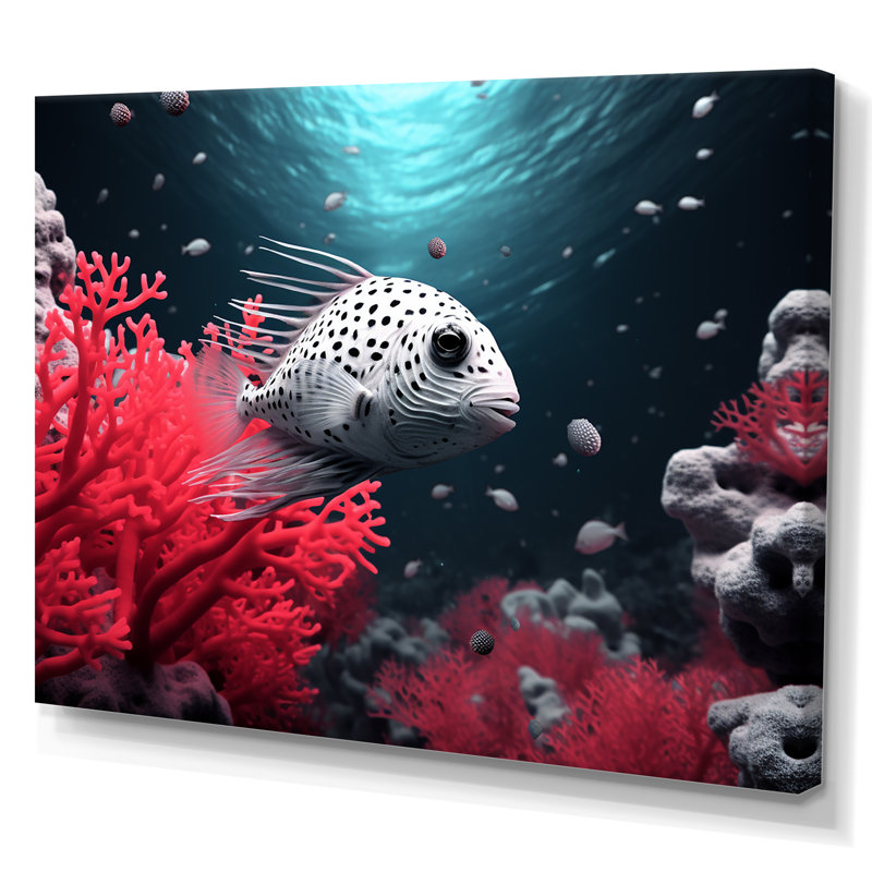 «The Graceful Pufferfish» sur toile, H 24 po x l 32 po x P 1 po, Toile tendue