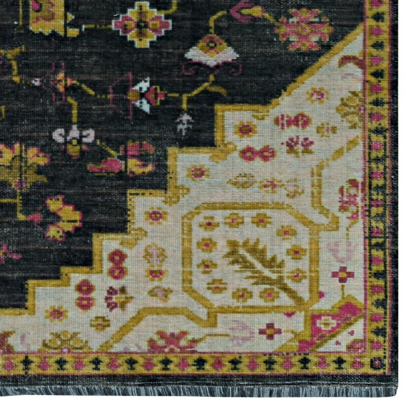 Laurel Gazia Machine Woven Polyester No Pattern Area Rug in Black, Rectangle 8' x 10'