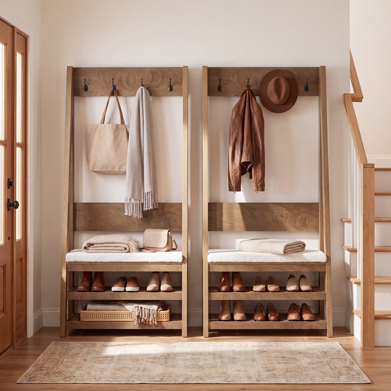 Banc d'entrée avec porte-manteaux et rangement pour chaussures