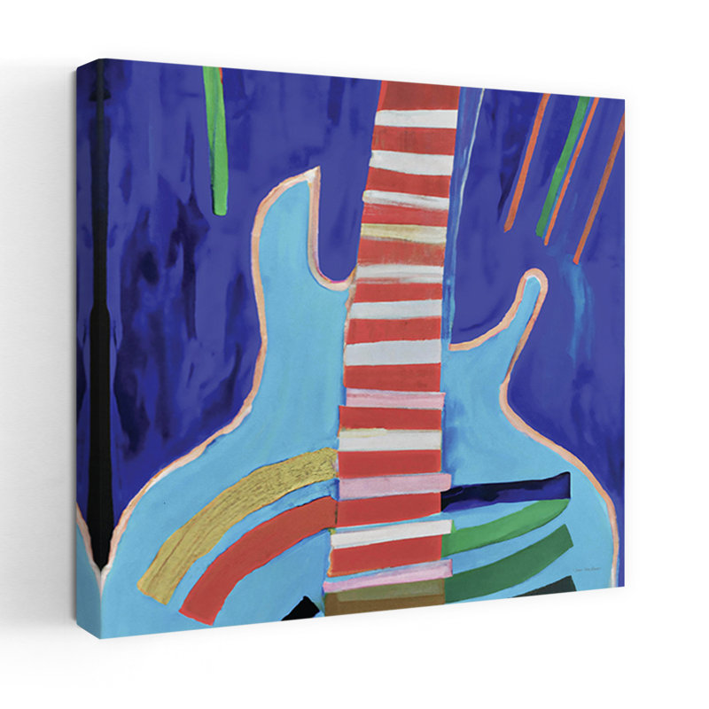 Art coloré abstrait guitare colorée, H 36 po x l 36 po