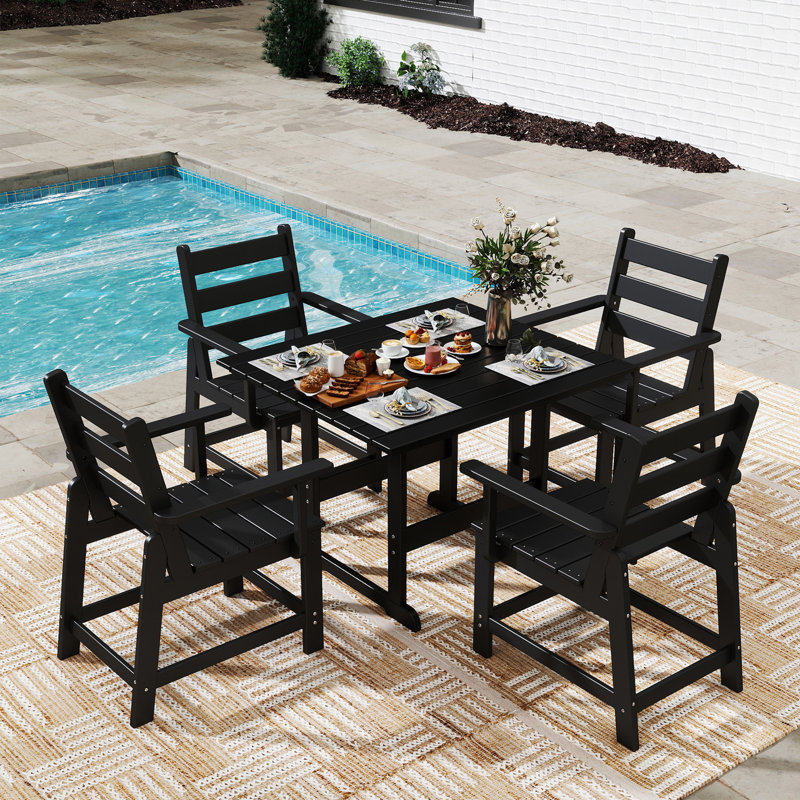 Ensemble de mobilier d'extérieur en PEHD, Noir