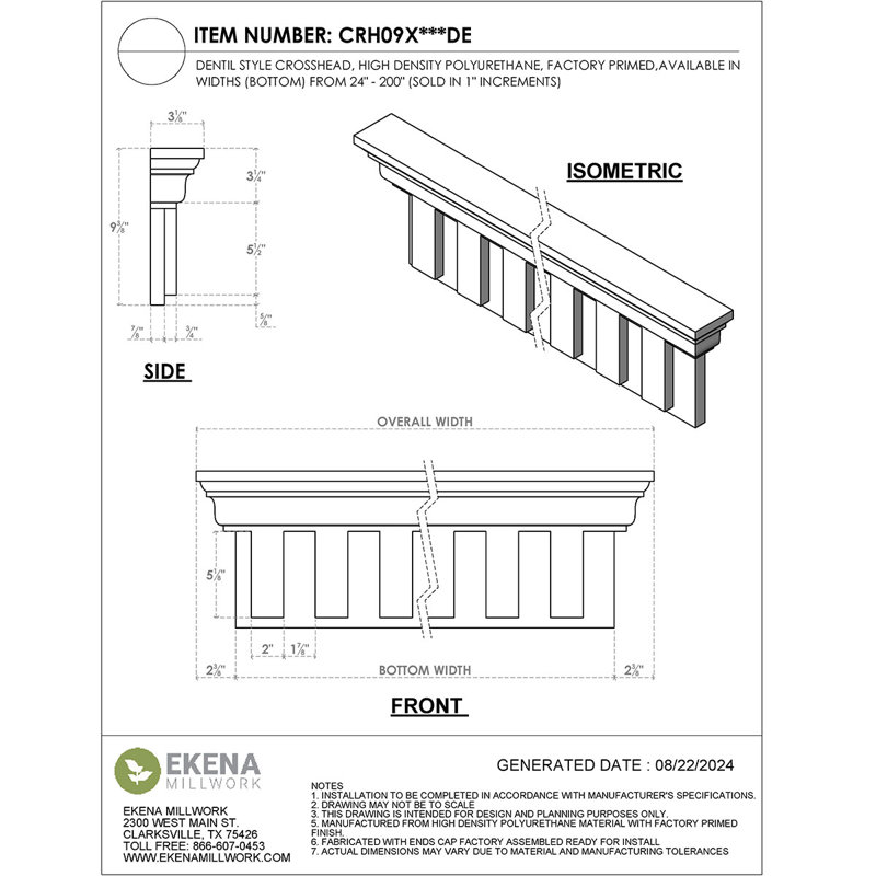 Endurathane Dentil Crosshead, 123 pouces