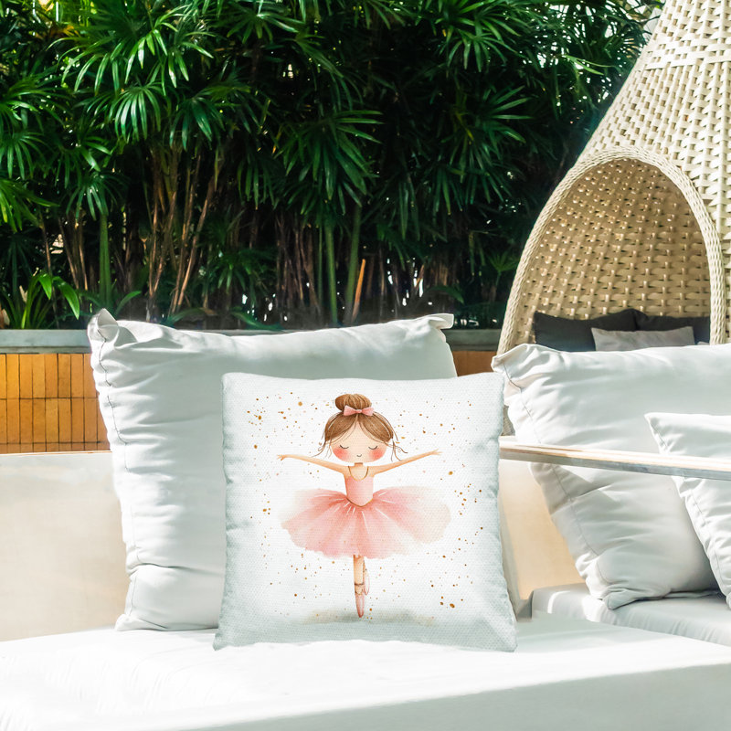 Coussin pour l'extérieur Sweet Ballerina Pose, Ballerine rose 1