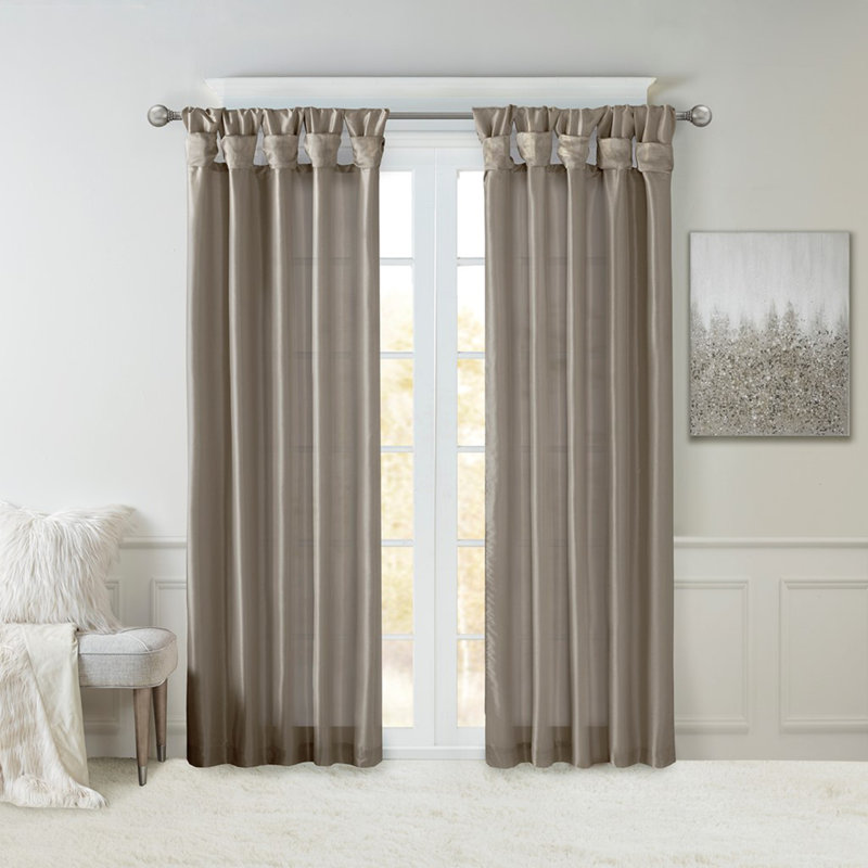 Twisted tape lined curtain panel, Dusty Aqua, 50" W x 108" L