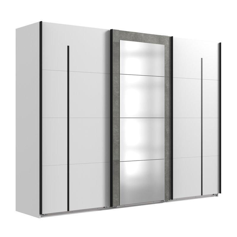 3 Door Manufactured Wood Wardrobe, Muddy Oak/Prosecco