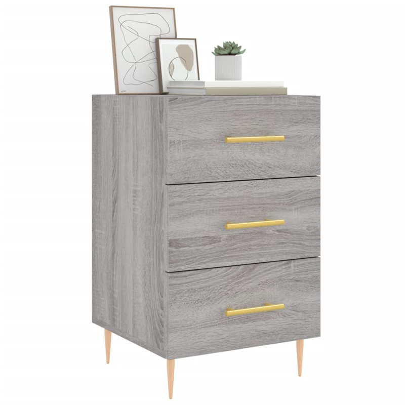 Jariel 40cm W Iron Bedside Table, Grey Sonoma