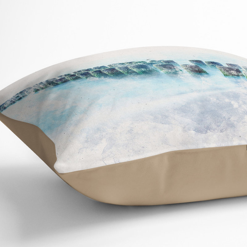 Breakwater Within an Endless Sea Cushion with Filling, 40cm H x 40cm W x 15cm D, Stone
