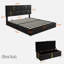 Les ensembles de chambre à coucher 2 pièces comprennent 1 lit plateforme tapissier avec système de rangement hydraulique, 1 repose-pieds avec rangement et pieds en métal