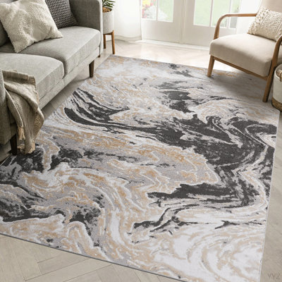 LOOM & LUXE Collection 8X10 Grey /Abstract Non-Shedding Living Room Bedroom Dining Home Office Stylish And Stain Resistant Area Rug
