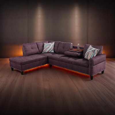 Canapé modulaire Nailtrim avec porte-gobelet rabattable, velours côtelé