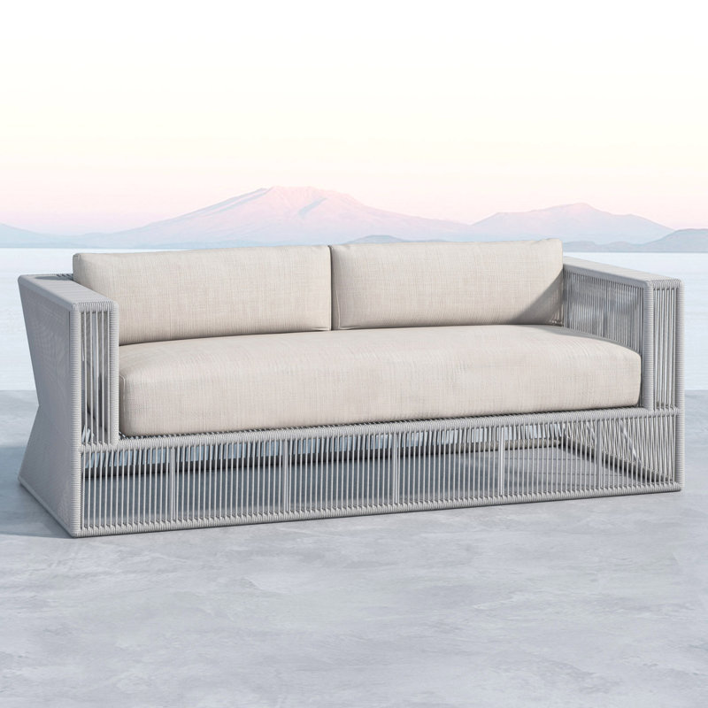Miami 98.43'' Wide Straight Powder Coated Aluminum Patio Sofa with Sunbrella® Cushions, Echo Ash Sunbrella®