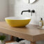 Lavabo de salle de bain vasque rond en céramique 16 po - Design de cuve intérieur texturé moderne en jaune