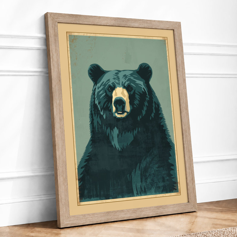 Confronting Bear Boho - Framed Print, Oak, A3 - 42.0 x 29.7 cm