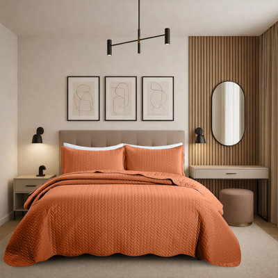Modern Embossed Microfiber Twin Quilt Set