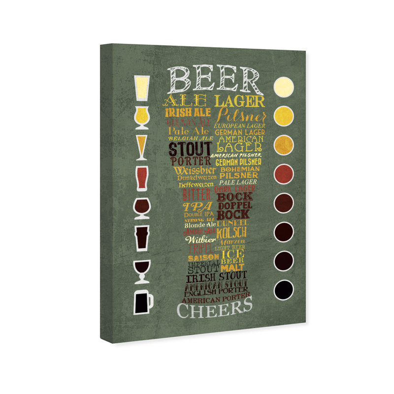" Beer Chart " by Oliver Gal, 36" H x 24" W x 0.75" D, Wrapped Canvas