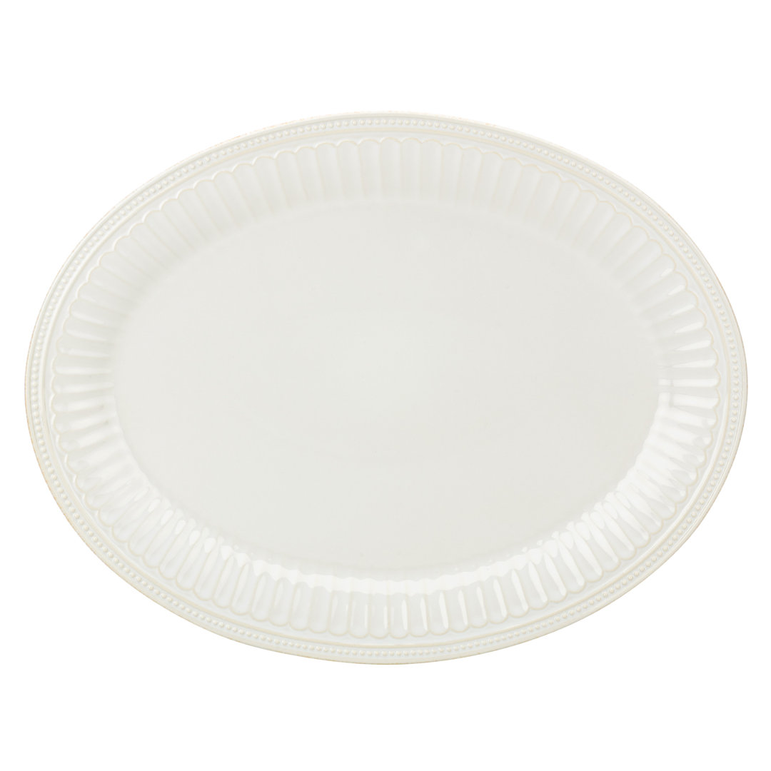 French Perle Groove White Groove Oval Platter Lenox