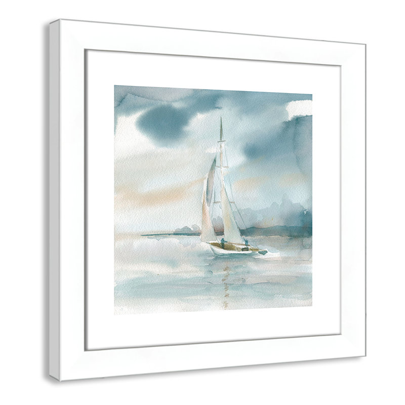Avnoor «Subtle Mist I», reproduction de peinture à l'aquarelle encadrée, Blanc mat, H 25 po x l 25 po x P 1,25 po
