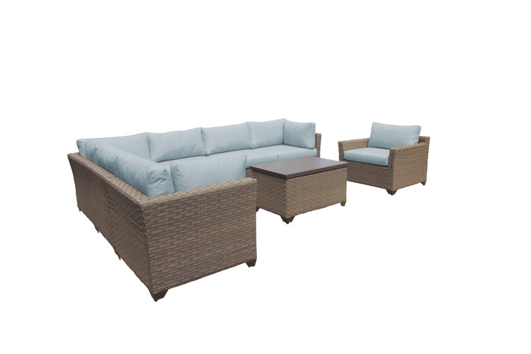 Rochford 8 Piece Rattan Sectional Seating Group with Cushions