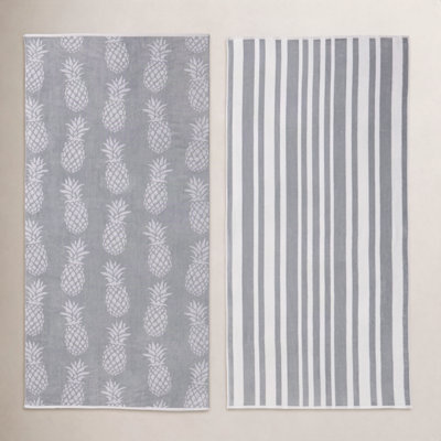 2-Piece Jacquard Cotton Beach Towel Set