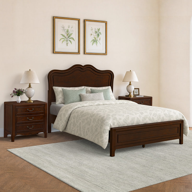 Ensemble de chambre à coucher 3 pièces Mid-Century, Queen, Dark Walnut