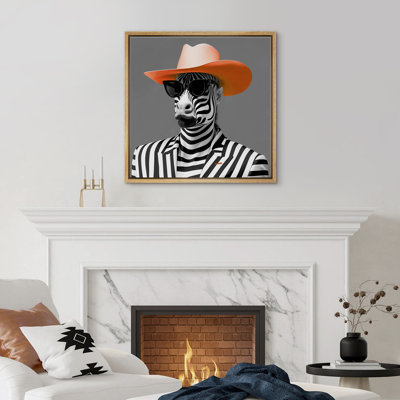 Elegance Fashion - Motif zébré noir et blanc avec chapeau orange
