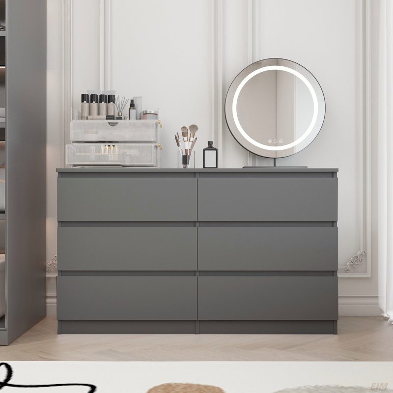 Bisset 47.25'' W 6 - Drawer Dresser, Grey