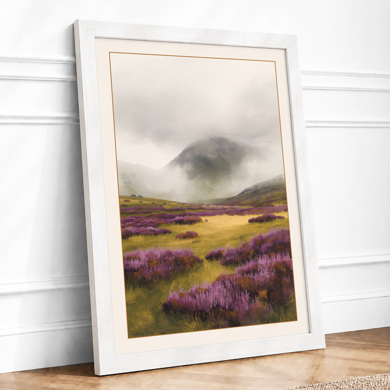 Misty Mountain Valley Scandinavian - Framed Print, A2 - 59.4 x 42.0 cm, White