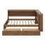 Lit de jour en bois pleine grandeur en forme de L avec tablettes de rangement à lumière DEL, cadre de lit de jour avec port USB et station de charge intégrée, 2 tiroirs-122871552